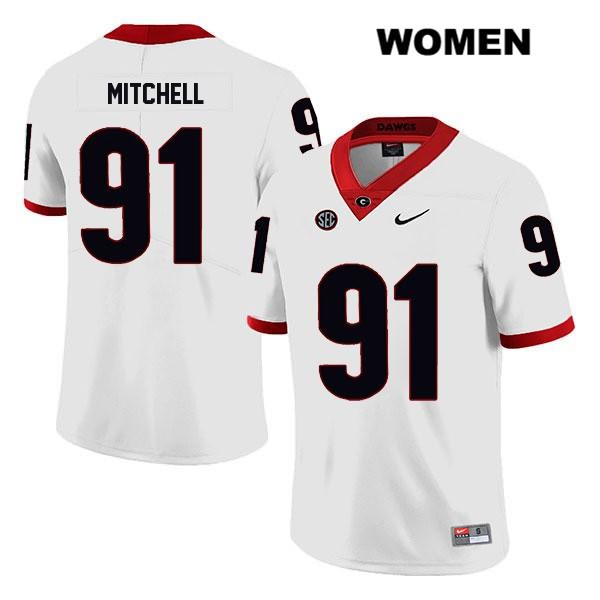 Georgia Bulldogs Women's Tymon Mitchell #91 NCAA Legend Authentic White Nike Stitched College Football Jersey WVV2256IV